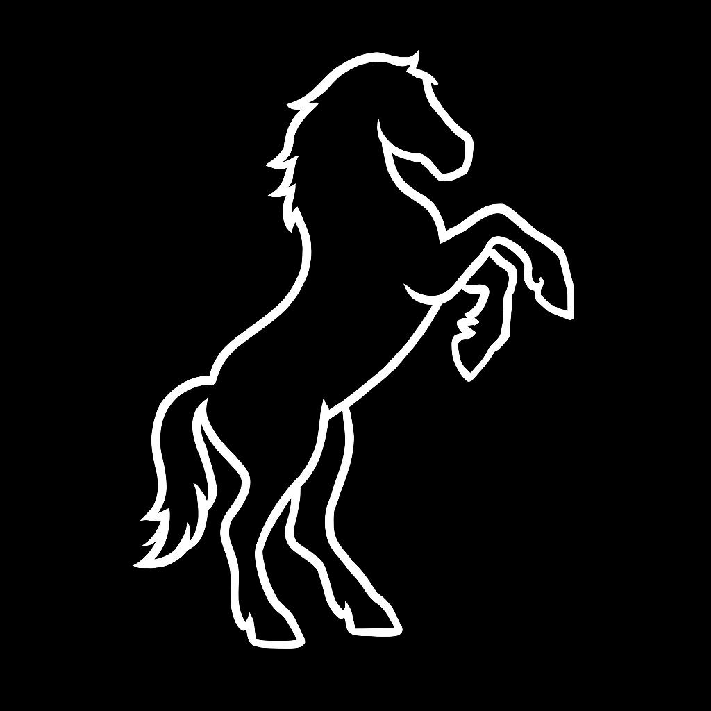 Rearing Clydesdale silhouette facing left